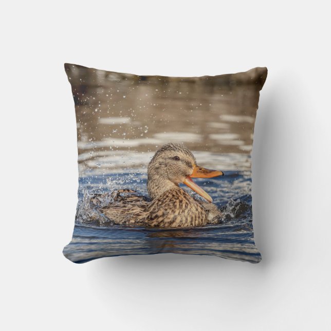 Mallard Duck at Downing Park Throw Pillow (Front)