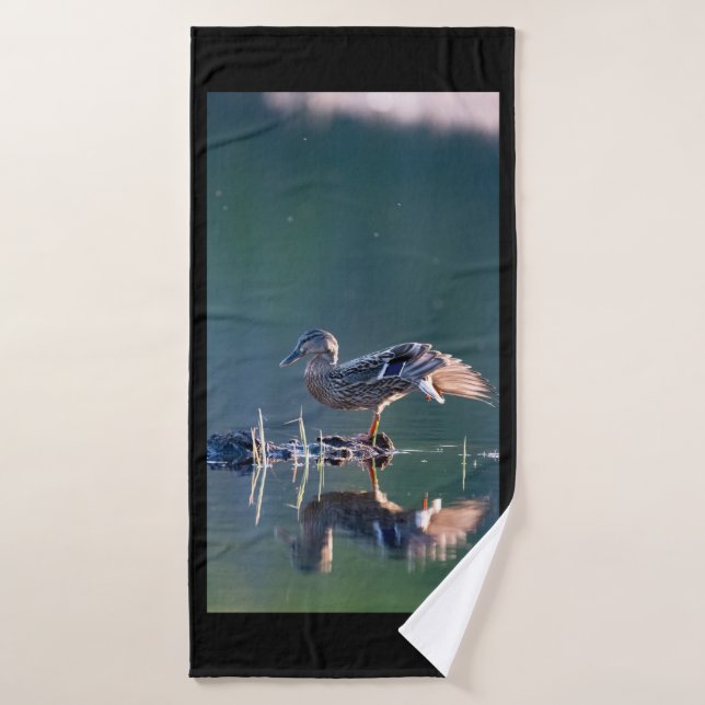 Mallard duck at sunset bath towel (Bath Towel)