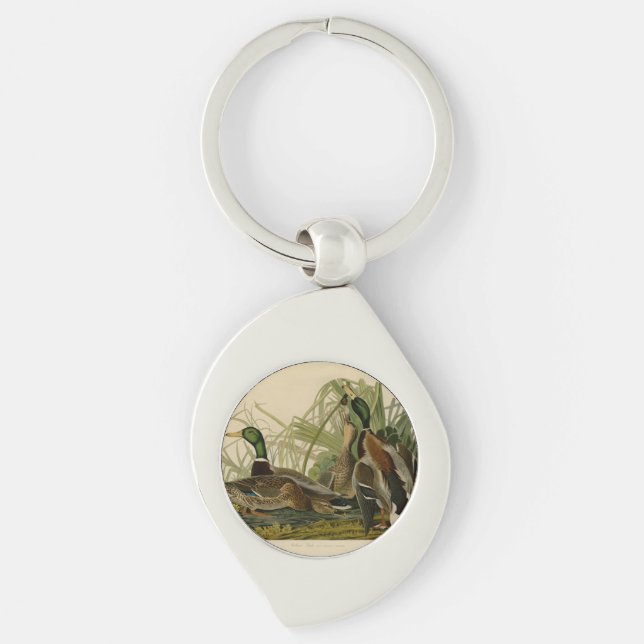 Mallard Duck Audubon Bird Painting Keychain (Front)
