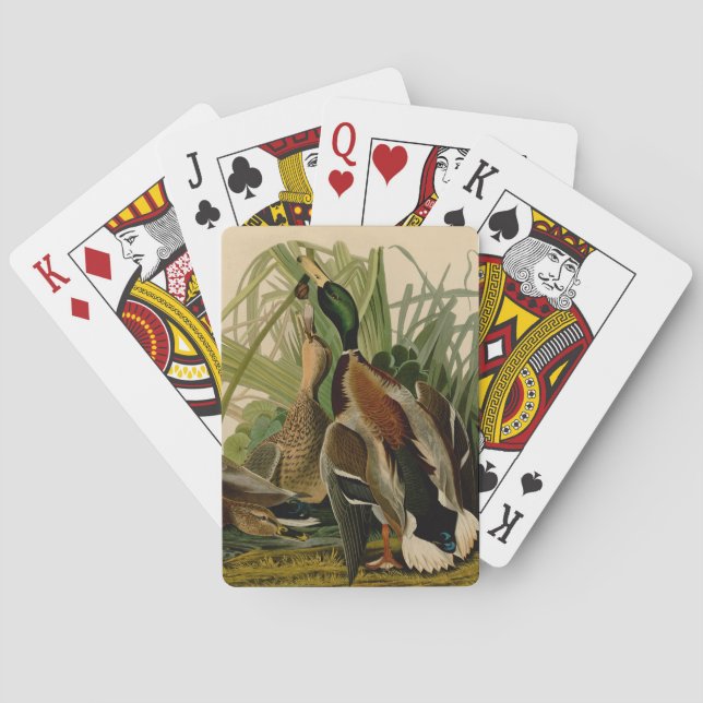 Mallard Duck Audubon Bird Painting Playing Cards (Back)