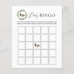 Mallard Duck Baby Shower Baby Bingo Game Card