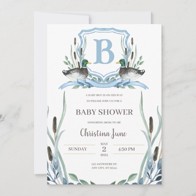 Mallard Duck Baby Shower Invitation  (Front)