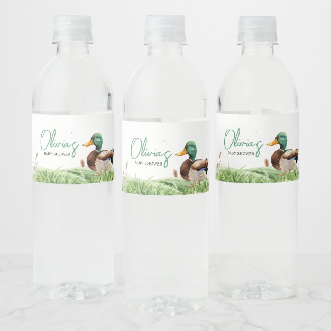 Mallard Duck Baby Shower Water Bottle Label (Bottles)