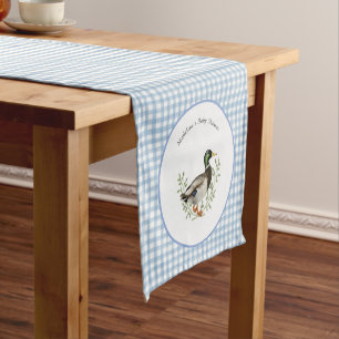 Mallard Duck Blue Gingham Shower Table Runner