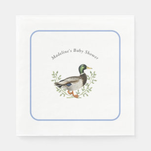 Mallard Duck Blue Vintage Baby Shower Napkin