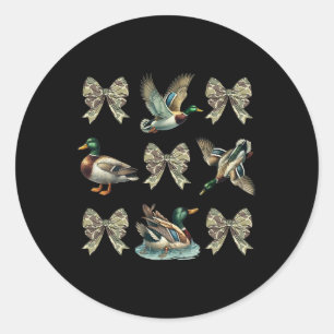 Mallard Duck Camouflage Camo Bow Duck Hunting Girl Classic Round Sticker