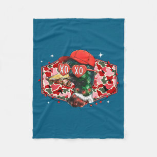 Mallard Duck Camouflage Happy Valentine's Day Hunt Fleece Blanket