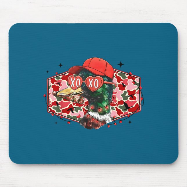 Mallard Duck Camouflage Happy Valentine's Day Hunt Mouse Pad (Front)