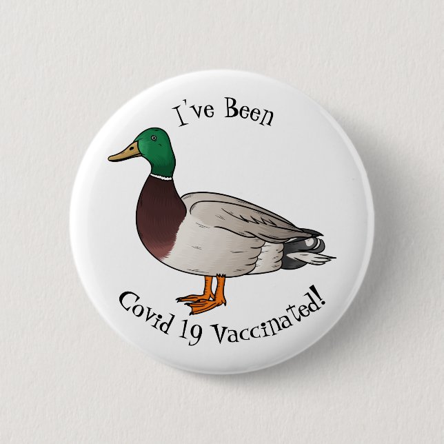 Mallard duck cartoon illustration 2 inch round button (Front)
