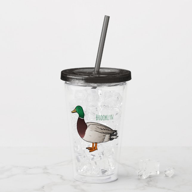Mallard duck cartoon illustration  acrylic tumbler (Back Ice)