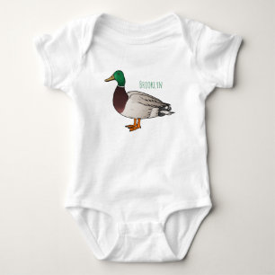 Mallard duck cartoon illustration   baby bodysuit