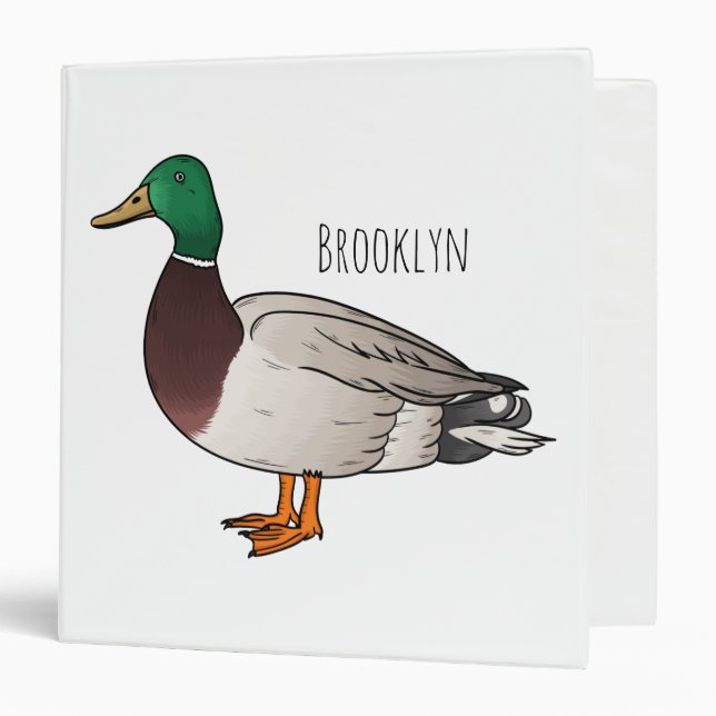 Mallard duck cartoon illustration binder (Front/Inside)