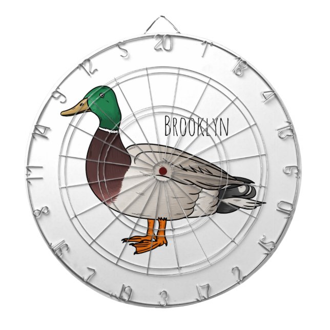 Mallard duck cartoon illustration dartboard (Front)