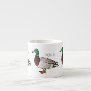 Mallard duck cartoon illustration espresso cup
