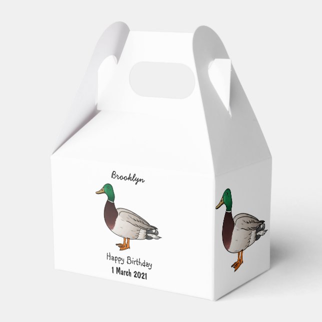 Mallard duck cartoon illustration favor box (Front Side)