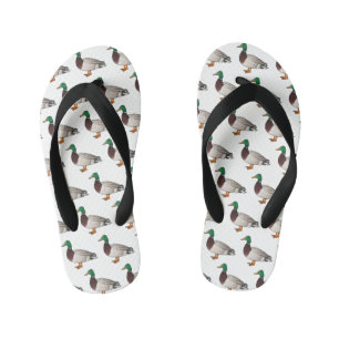 Mallard duck cartoon illustration  kid's flip flops