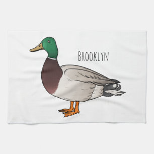 Mallard duck cartoon illustration kitchen towel