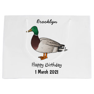Mallard duck cartoon illustration  large gift bag