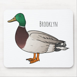 Mallard duck cartoon illustration  mouse pad