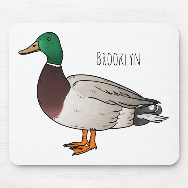 Mallard duck cartoon illustration  mouse pad (Front)