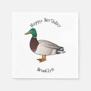 Mallard duck cartoon illustration  napkin