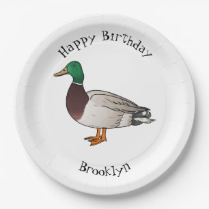 Mallard duck cartoon illustration paper plate