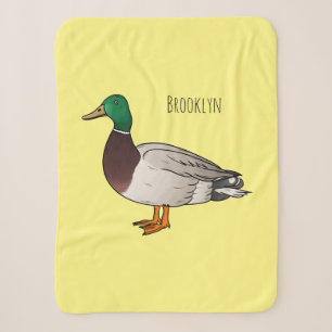 Mallard duck cartoon illustration sherpa blanket