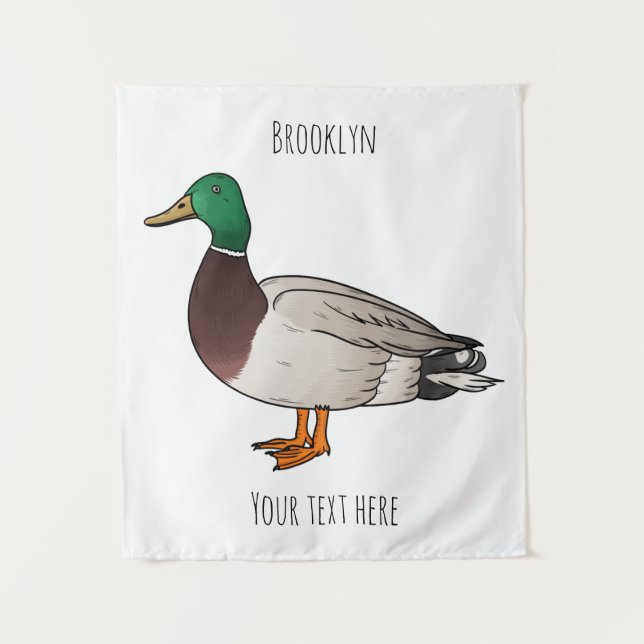 Mallard duck cartoon illustration  tapestry (Front)