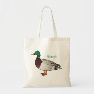Mallard duck cartoon illustration tote bag