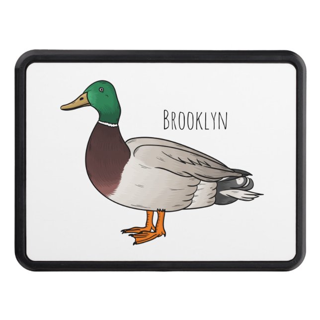Mallard duck cartoon illustration  trailer hitch cover (Front)
