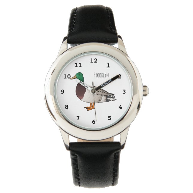 Mallard duck cartoon illustration watch (Front)