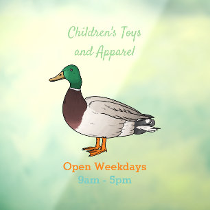 Mallard duck cartoon illustration window cling