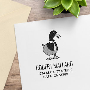 Mallard Duck Collar Necktie Address Rubber Stamp