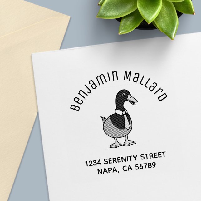 Mallard Duck Collar Necktie Arch Address Self-inking Stamp (Creator Uploaded)