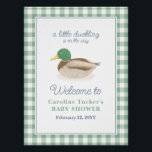 Mallard Duck Duckling Country Hunting Baby Shower Poster<br><div class="desc">This design is in our mallard duck baby shower theme with a preppy gingham background. Click the customize button for more flexibility in modifying the text! Variations of this design, additional colours, as well as coordinating products are available in our shop, zazzle.com/store/doodlelulu. Contact us if you need this design applied...</div>
