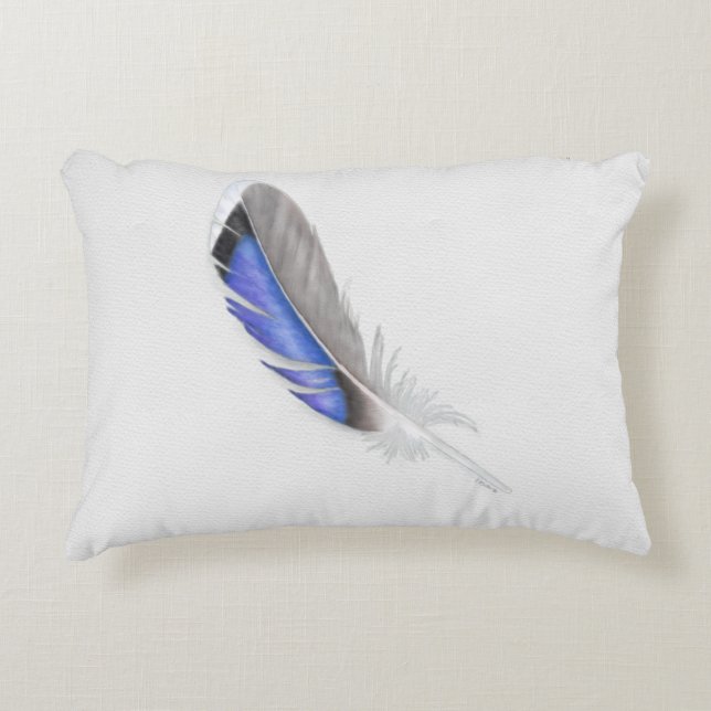 Mallard Duck Feather Watercolor Accent Pillow (Front)