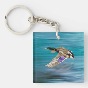 Mallard duck flying keychain