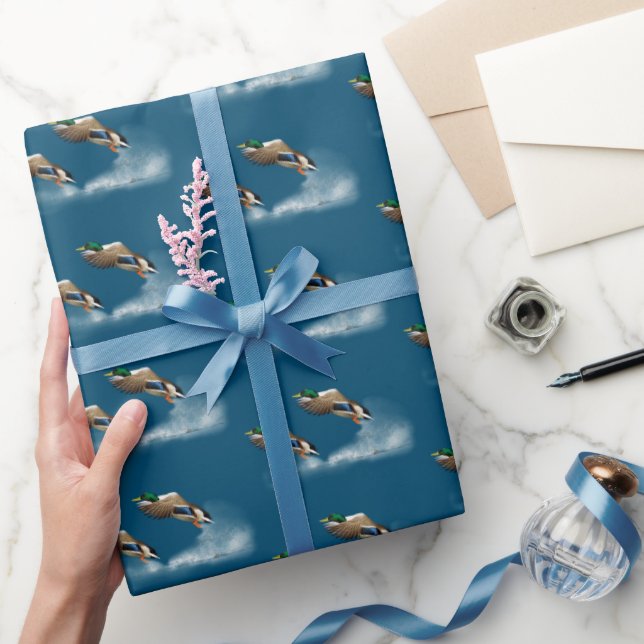 Mallard Duck Flying Over Water Wrapping Paper (Gifting)