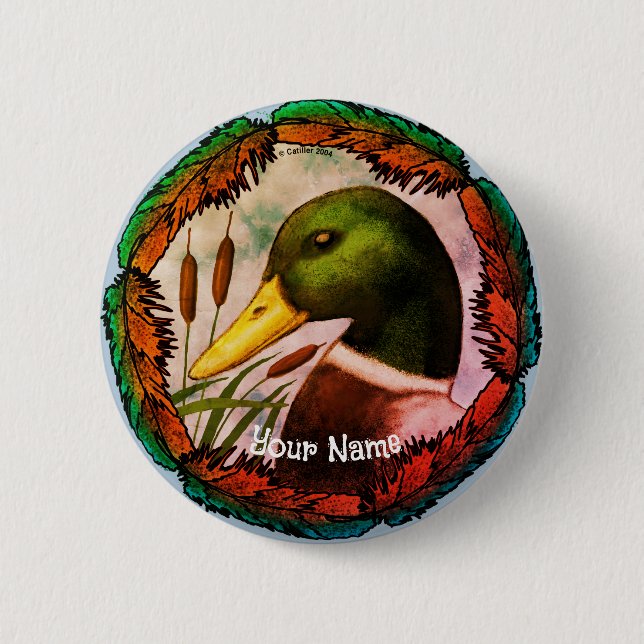 Mallard Duck Head  2 Inch Round Button (Front)