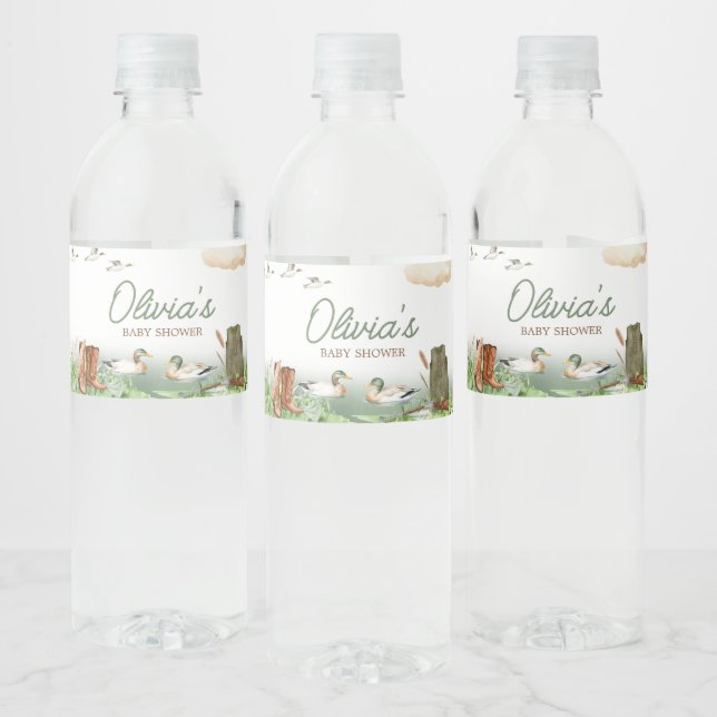Mallard Duck Hunting Baby Shower Water Bottle Label (Bottles)