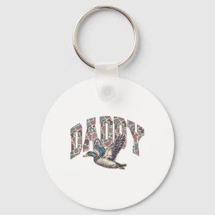 Mallard Duck Hunting Dad Retro Camouflage Daddy Fa Keychain