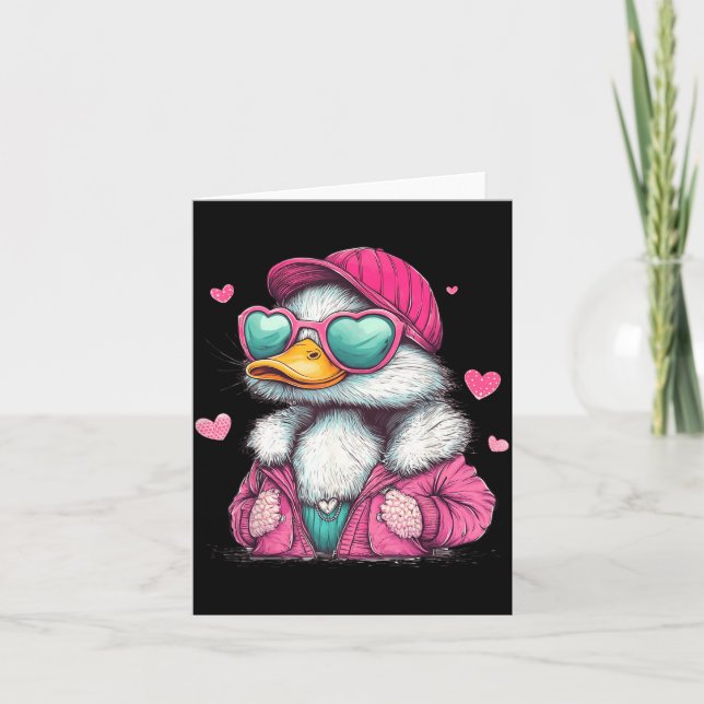 Mallard Duck Hunting Funny Valentine's Day Heart G Card (Front)