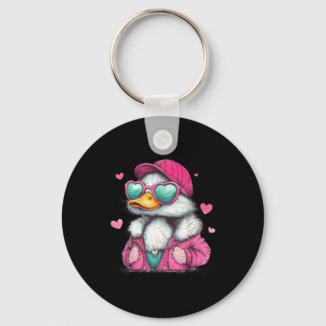 Mallard Duck Hunting Funny Valentine's Day Heart G Keychain (Front)