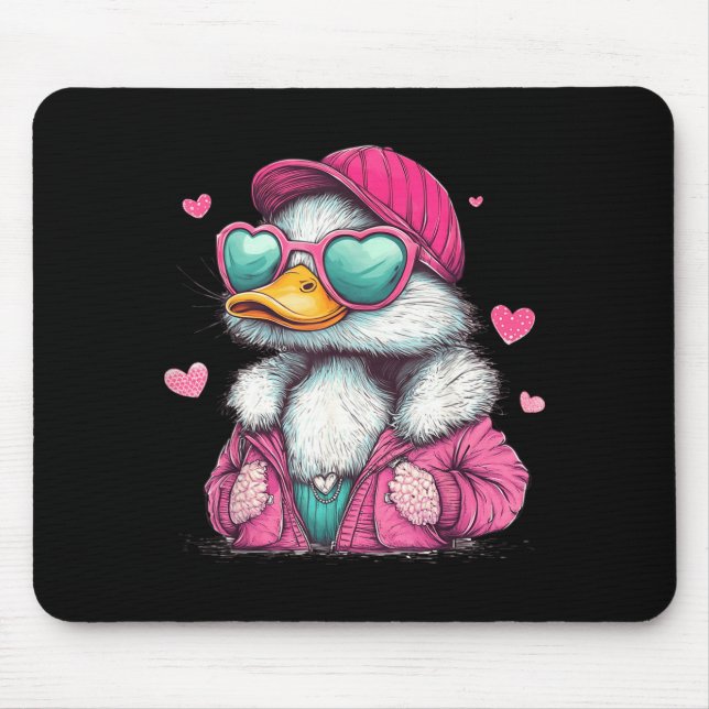 Mallard Duck Hunting Funny Valentine's Day Heart G Mouse Pad (Front)