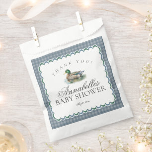 Mallard Duck Hunting Gingham Baby Shower Dessert Favour Bag