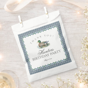 Mallard Duck Hunting Gingham Birthday Dessert Favour Bag
