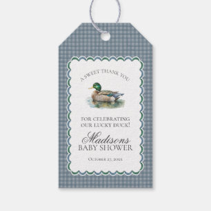 Mallard Duck Hunting Gingham Boy Baby Shower Favor Gift Tags