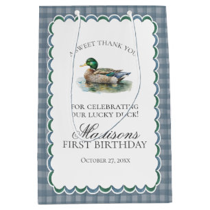 Mallard Duck Hunting Gingham Boy Birthday Favours Medium Gift Bag