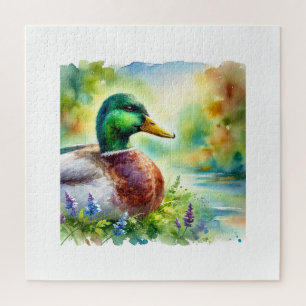 Mallard Duck in Light and Color 040924AREF118 - Wa Jigsaw Puzzle