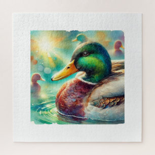 Mallard Duck in Radiant Waters 230824AREF113 - Wat Jigsaw Puzzle